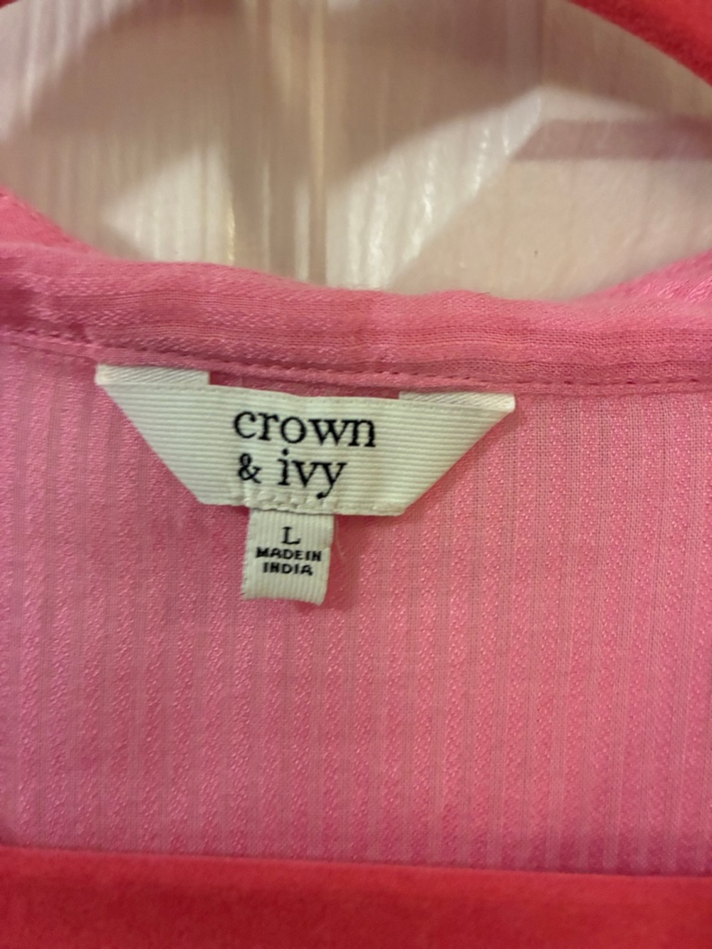 crown & ivy Pink Crochet-Trim Pintuck Peasant Blouse - Picture 2 of 6